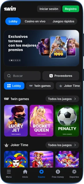 captura de pantalla de la aplicación de 1win casino