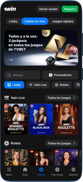 captura de pantalla de la aplicación de 1win live casino