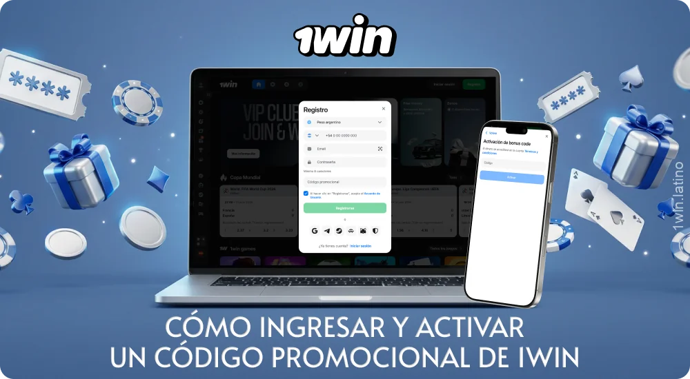 Para activar el código promocional de 1win, introdúcelo al registrarte o en la configuración de tu cuenta